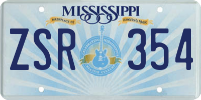 MS license plate ZSR354