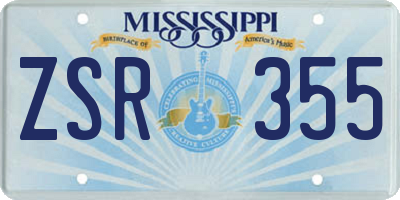 MS license plate ZSR355