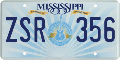 MS license plate ZSR356