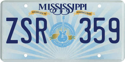 MS license plate ZSR359
