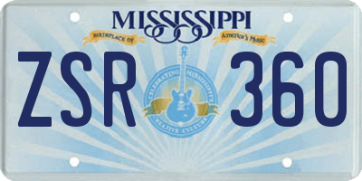 MS license plate ZSR360