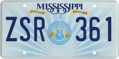 MS license plate ZSR361