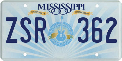 MS license plate ZSR362