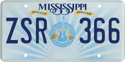 MS license plate ZSR366