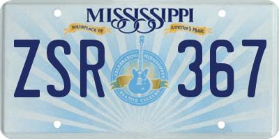 MS license plate ZSR367