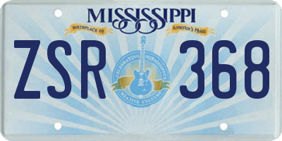 MS license plate ZSR368
