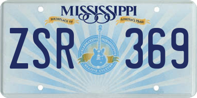 MS license plate ZSR369