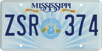 MS license plate ZSR374