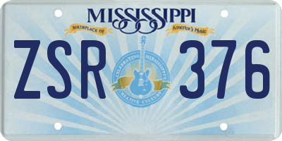 MS license plate ZSR376