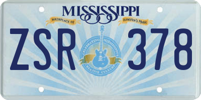 MS license plate ZSR378