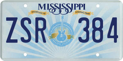 MS license plate ZSR384