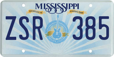 MS license plate ZSR385