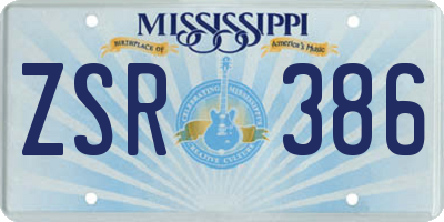 MS license plate ZSR386