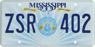 MS license plate ZSR402