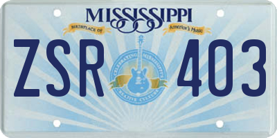 MS license plate ZSR403