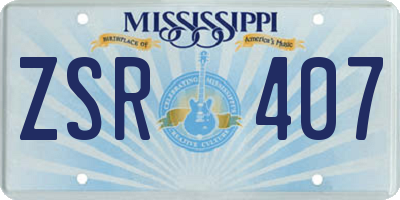 MS license plate ZSR407