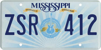 MS license plate ZSR412
