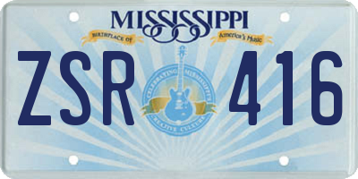 MS license plate ZSR416