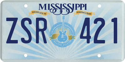 MS license plate ZSR421