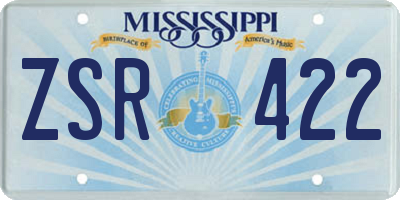 MS license plate ZSR422