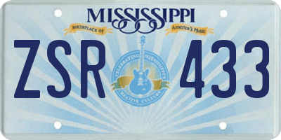 MS license plate ZSR433