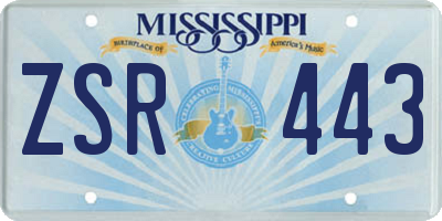 MS license plate ZSR443