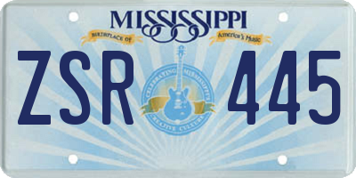 MS license plate ZSR445