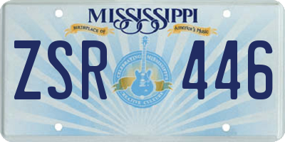 MS license plate ZSR446
