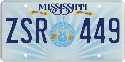 MS license plate ZSR449