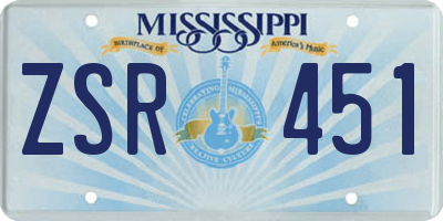 MS license plate ZSR451