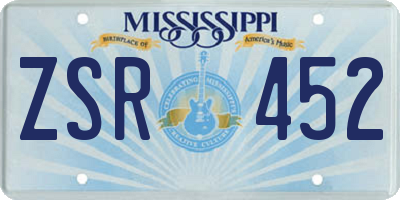 MS license plate ZSR452