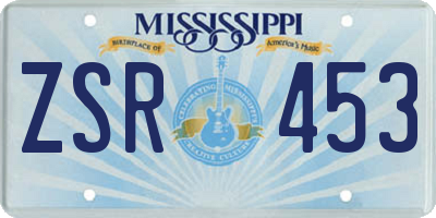 MS license plate ZSR453