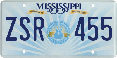MS license plate ZSR455