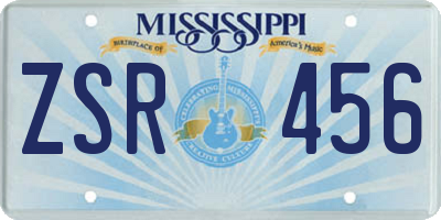 MS license plate ZSR456