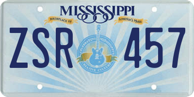 MS license plate ZSR457