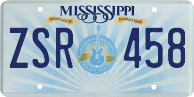 MS license plate ZSR458