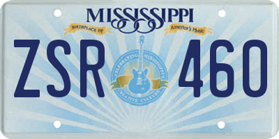 MS license plate ZSR460