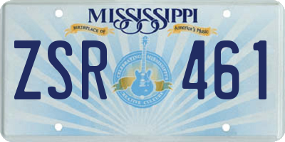 MS license plate ZSR461