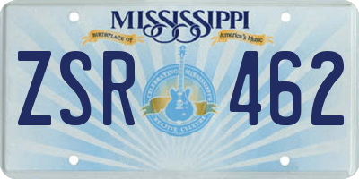 MS license plate ZSR462