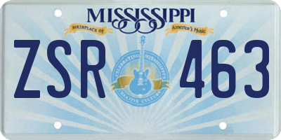 MS license plate ZSR463
