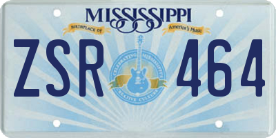 MS license plate ZSR464