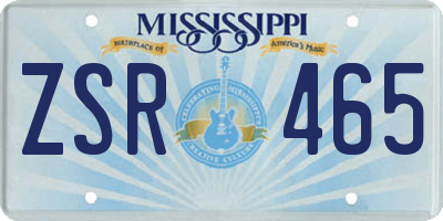 MS license plate ZSR465