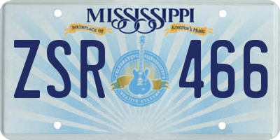 MS license plate ZSR466