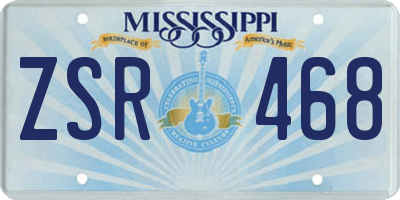 MS license plate ZSR468