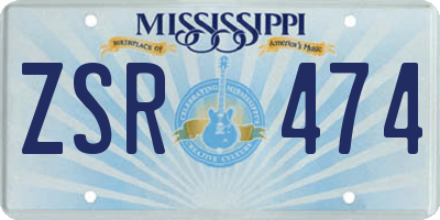 MS license plate ZSR474