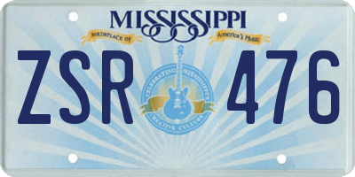 MS license plate ZSR476