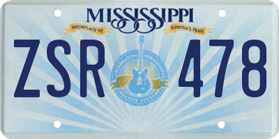 MS license plate ZSR478