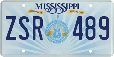 MS license plate ZSR489