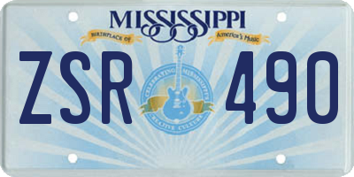 MS license plate ZSR490