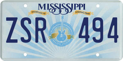 MS license plate ZSR494